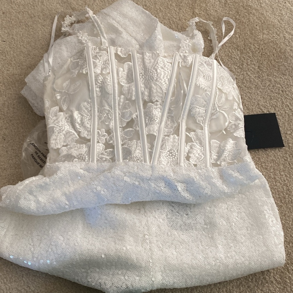 Lulus size XS BWT white sparkle jumpsuit - Picture 5 of 12